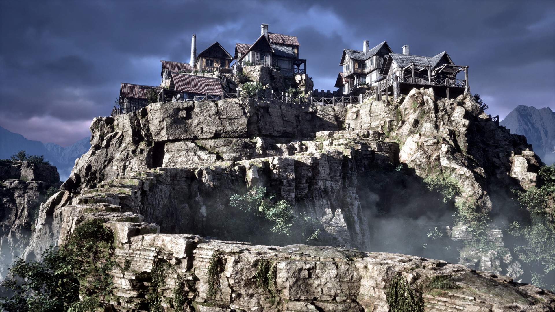 Das epische Dorf in der Bergen