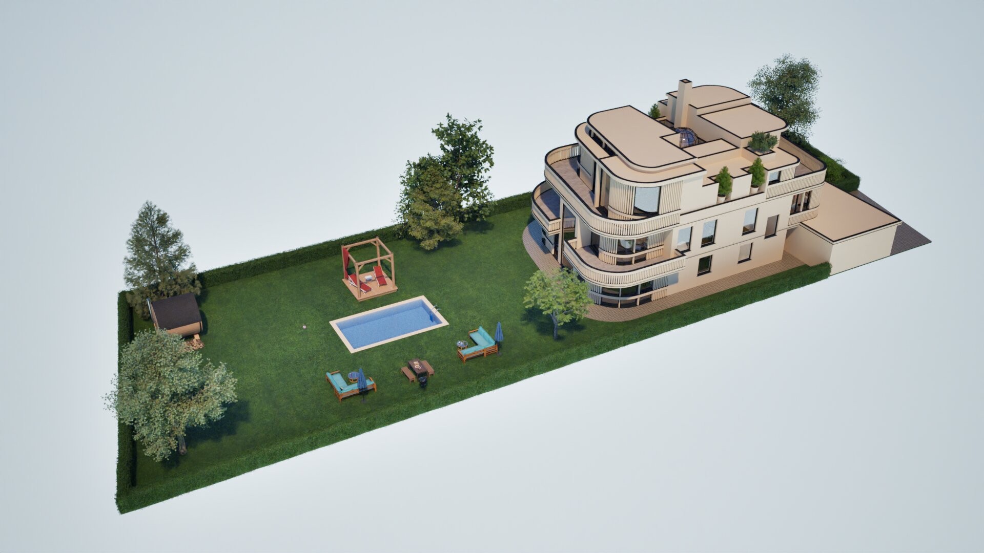 Villa Illustration des Grundstücks