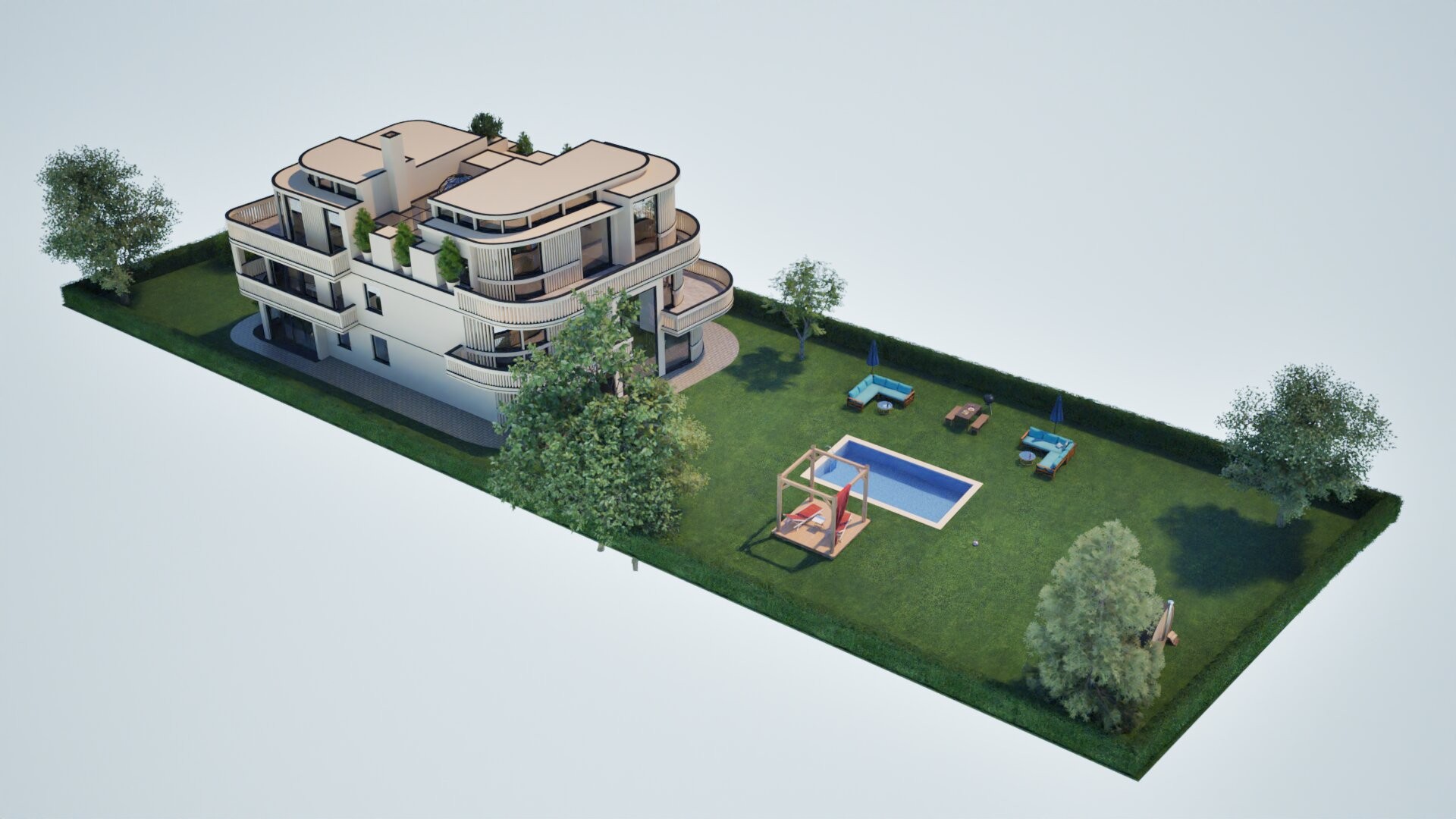 Villa Illustration des Grundstücks