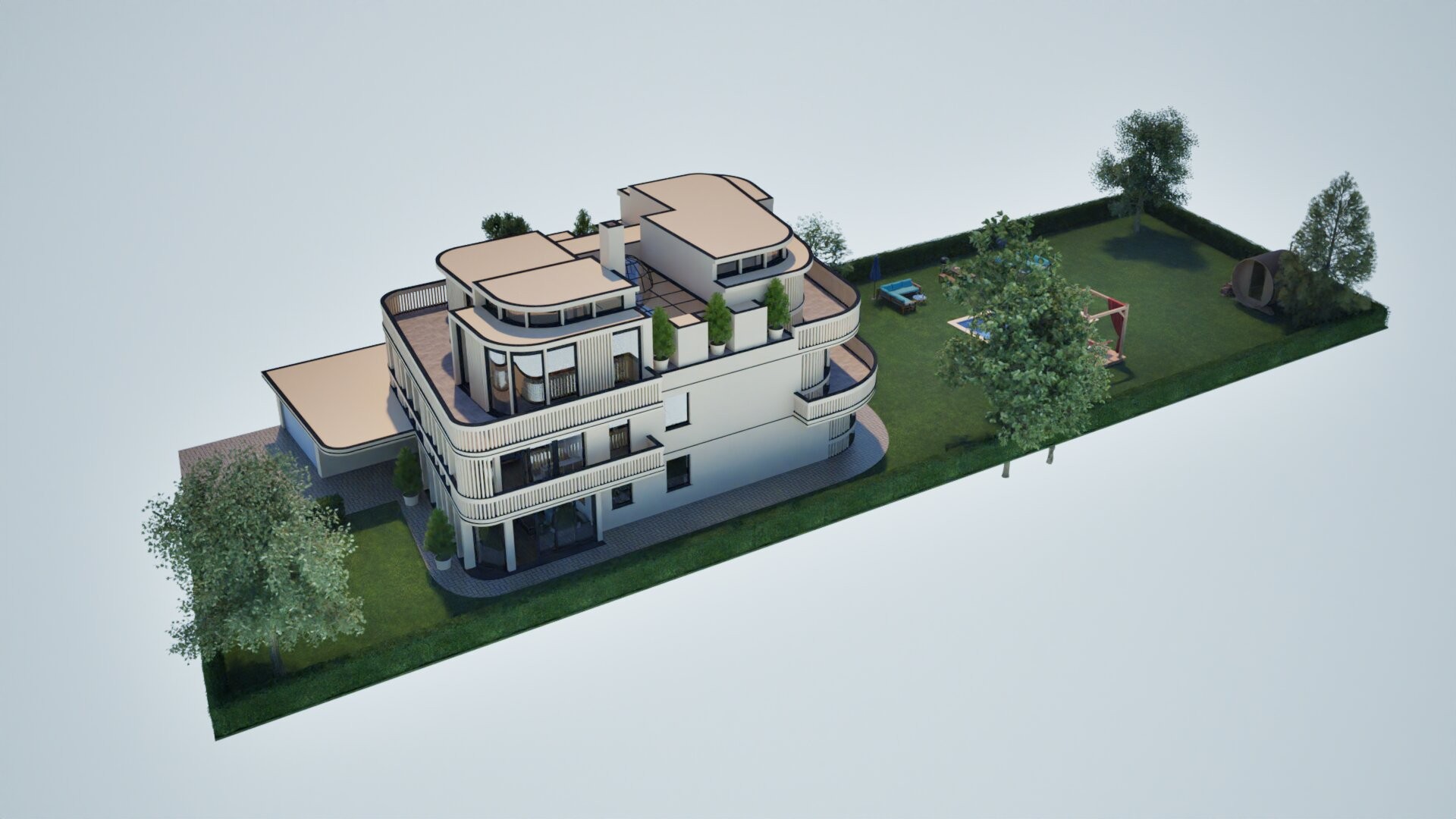 Villa Illustration des Grundstücks