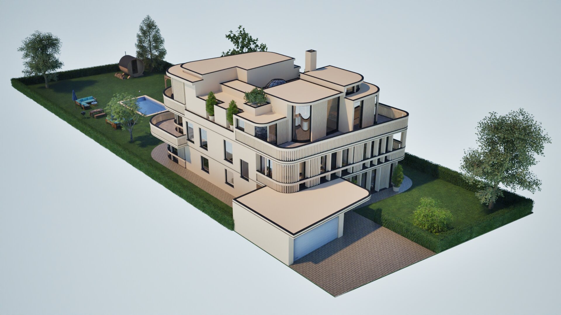 Villa Illustration des Grundstücks